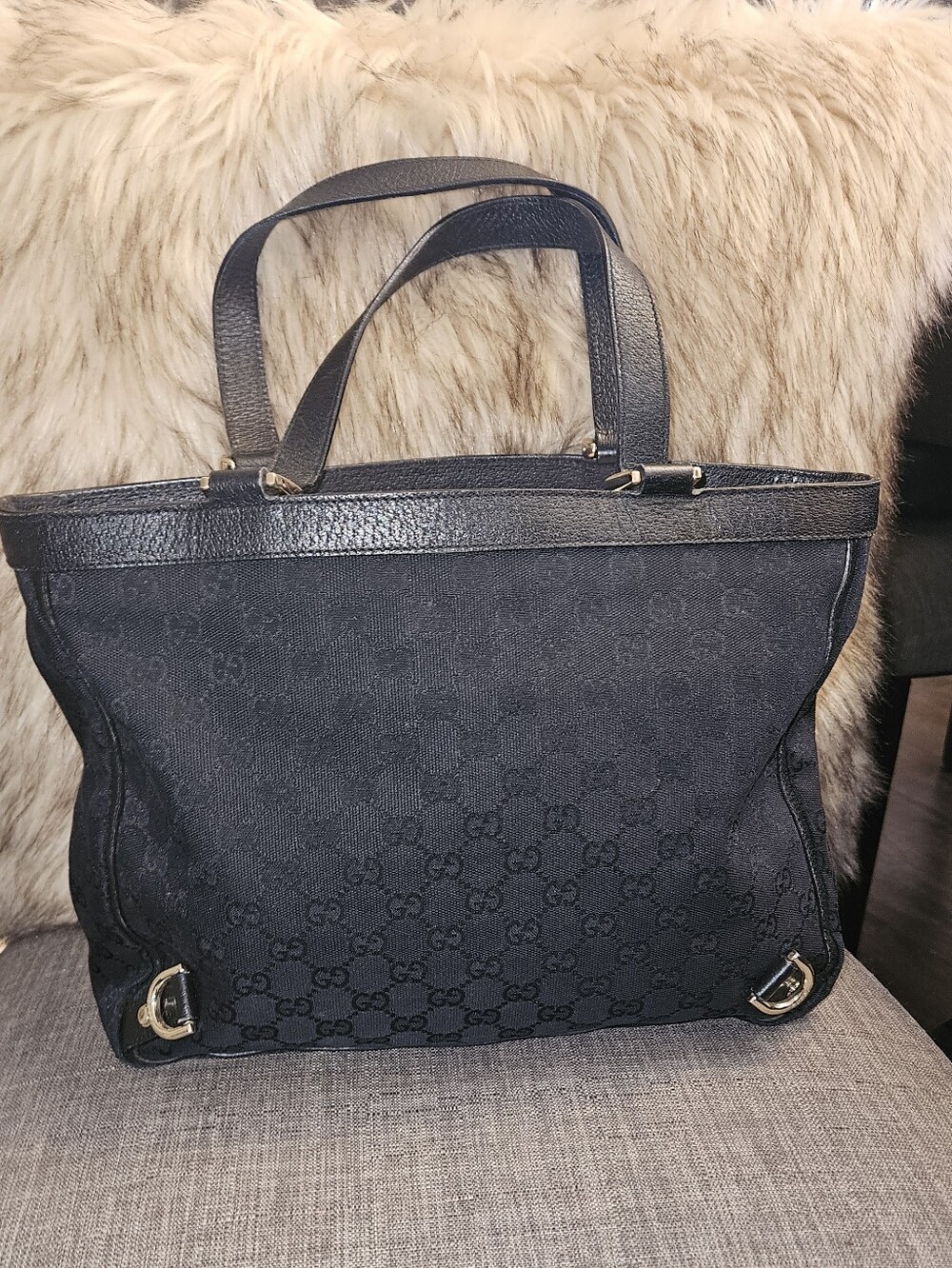 Gucci Black GG Canvas Abbey  Tote W/ Wallet - Picture 11 of 14